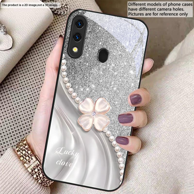Pink Four-leaf Clovers For Samsung A20 30 22 23 24 25 26 31 32 A33 34 35 42 50 51 52 53 54 55 56 70 71 72 73 Glass Phone Case