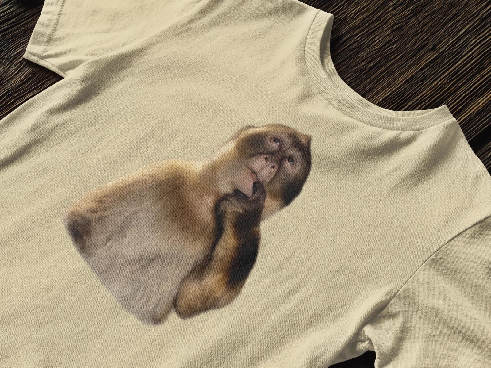 Thinking Monkey T-Shirt,Funny Monkey tee,Pondering Primate shirt,Confused Monkey XL