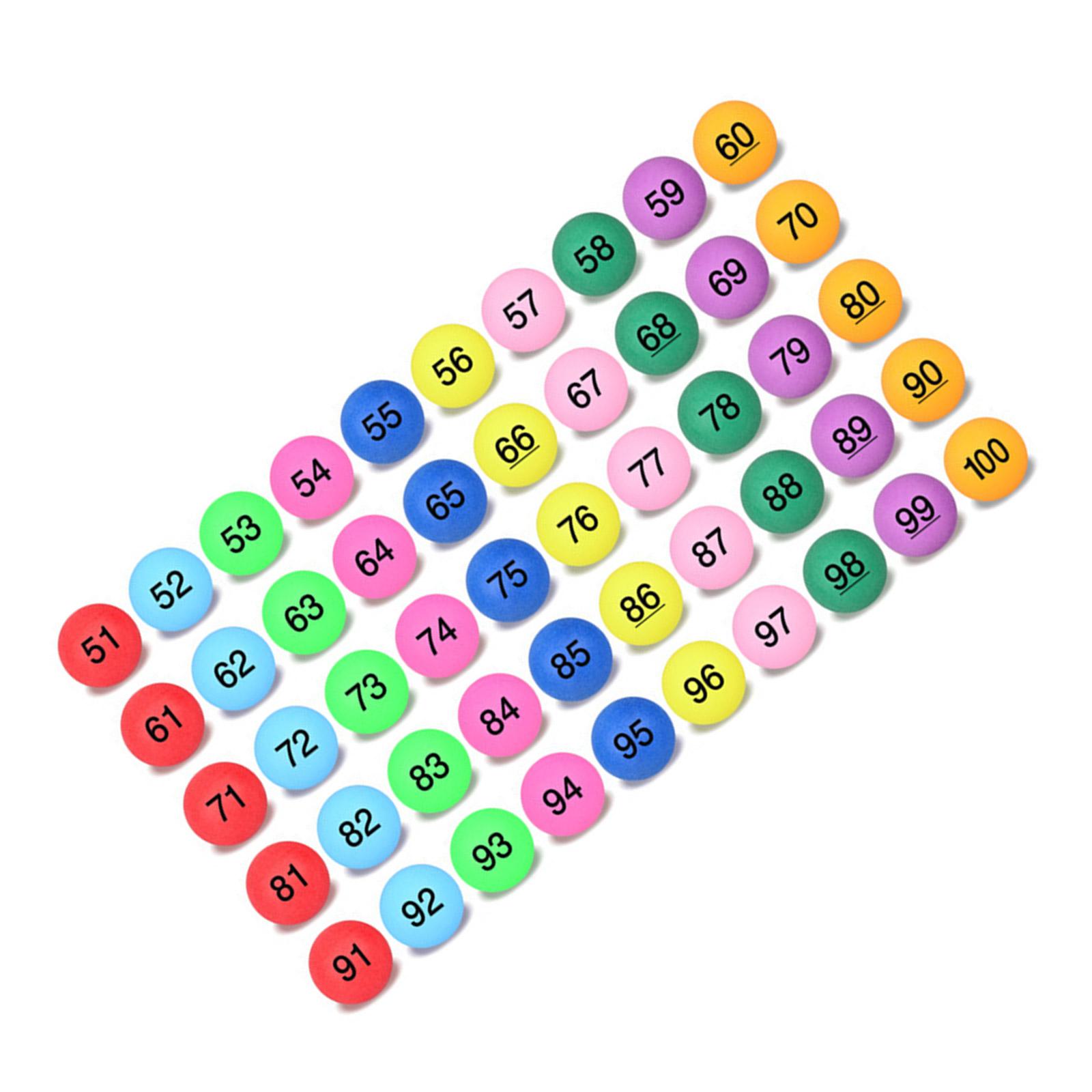 

Цифровые лотерейные шары для настольного тенниса с числовой игрой, цветной профессиональный мяч для мероприятий, школьных и корпоративных вечеринок 100 разноцветный