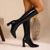 Fashion Winter Fashion Pointed Toe Women Knee High Boots Street Style Thick Heels Party Stripper Female Long Booties