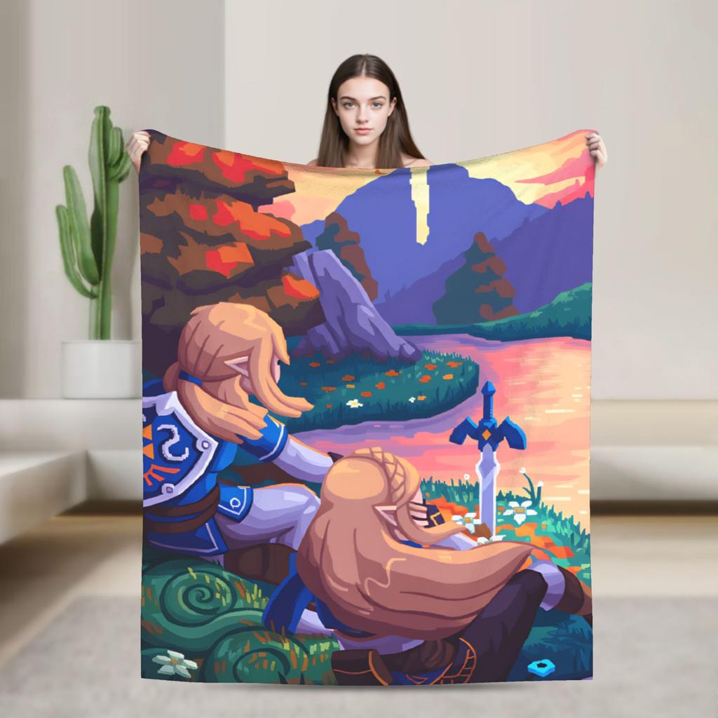 Link Cartoon Z-Zeldas Soft Warm Blanket Decorative Plush Throw Blanket Aesthetic Couch Chair Flannel Bedspread Sofa Bed Cover