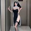 Punishment Fix Women's Pure Desire Virgin Mary Sexy Crossdress Cos Uniform High Split One-piece Lace Dresses
