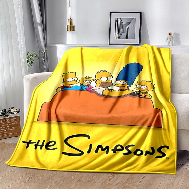 1Pc Simpsons Family Relaxation Blanket Soft And Comfortable Casual Warm Camping Travel Christmas Halloween Gift M921743