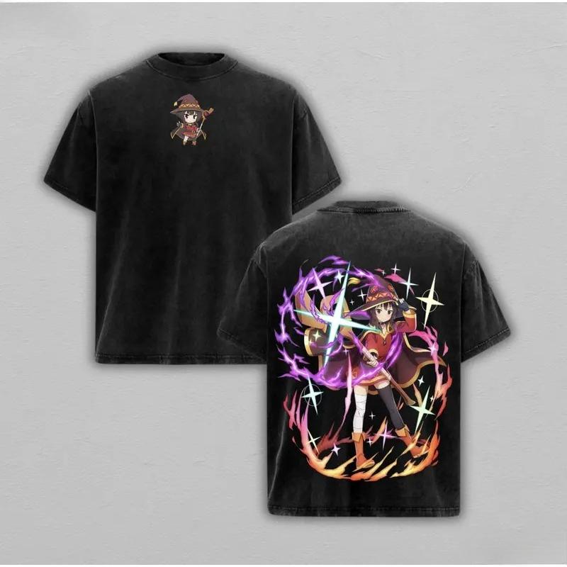 Футболка с принтом Мегумин KonoSuba Благословение Бога На Этот Прекрасный Мир Одежда Мужчины Женщины Хлопковые Футболки Ретро Стирка Футболка XXL 1690₽