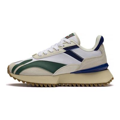 Li Ning Cargo Absorção de Choque Cano Baixo Sapatos Esportivos Casuais Femininos Tênis Branco Verde AGCS262-1