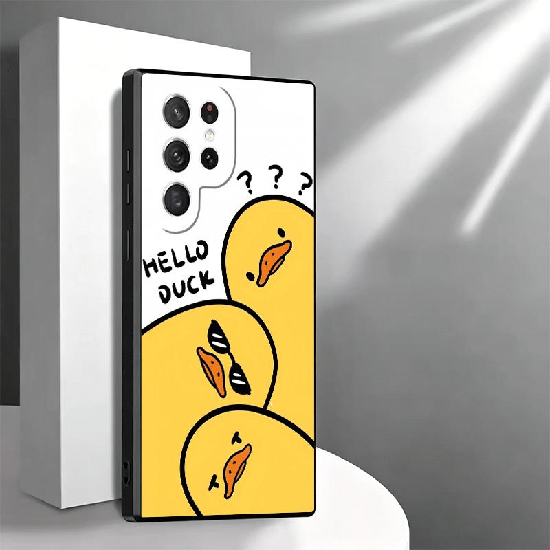 Funny Cute Cartoon Duck Soft Phone Case for Samsung Galaxy S26 S25 Edge S24 Ultra S23 Plus S22 S21 FE S20 Black Cover Back Shell