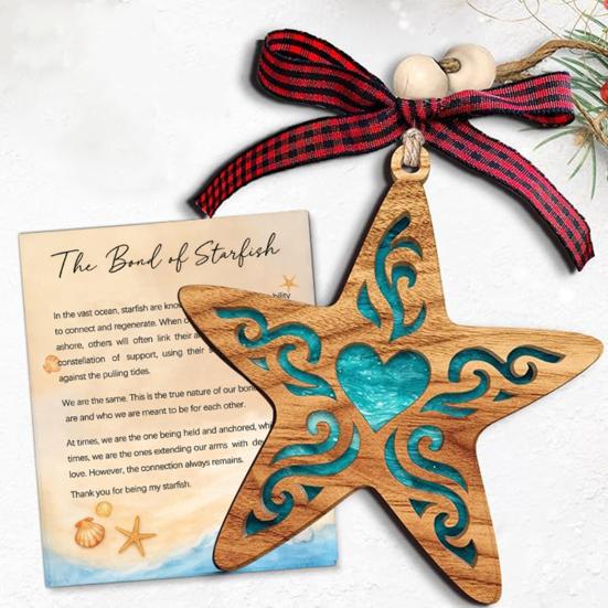 Sea Animal Coastal Christmas Ornaments The Kind of Starfish/Seahorse/Octopus Hanging Ornament with Card Positive Inspirational Energy Vibes Gifts for