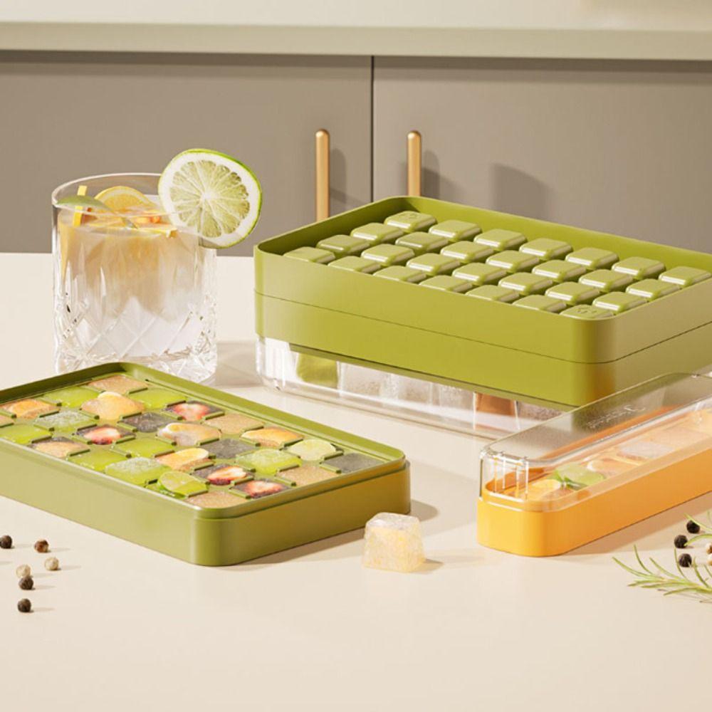 

Silicone Ice Cube Box With Lid Ice Mould DIY Ice Cube Mold Home green-28 Grids