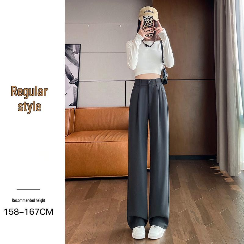Women's 2024 Spring/Autumn Slimming Drape Pants - Narrow & Wide Leg, High-End Straight-Leg Suit Style