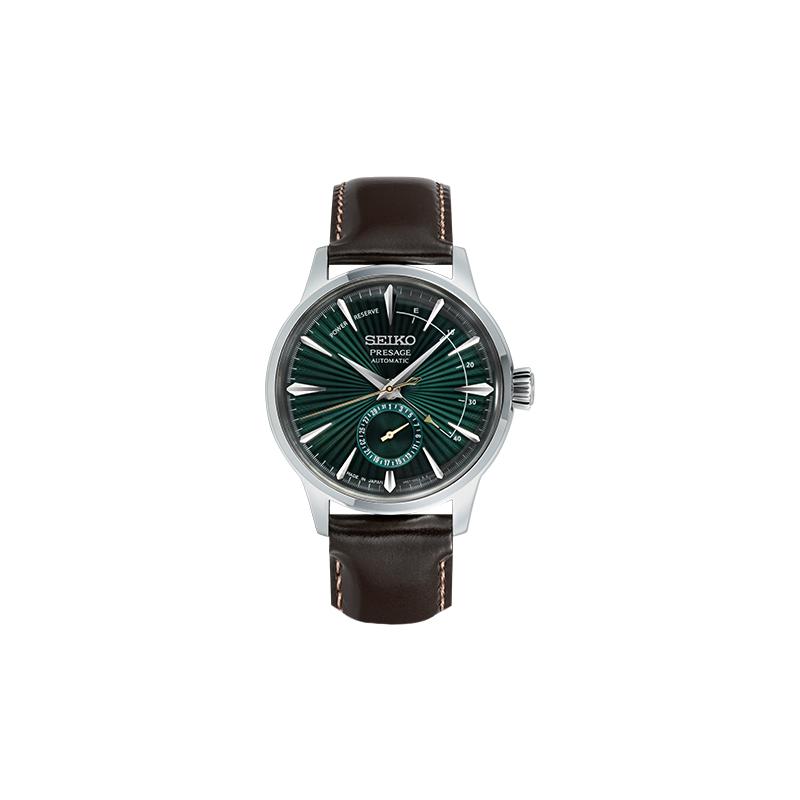 SEIKO cocktail business gentleman mechanical movement leather strap men s watch green dial SSA459J1 зелёный