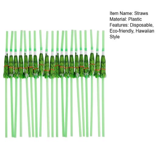 20Pcs Party Straws Hawaiian Style with Umbrella Coconut Palm Design Disposable Party Straws Perfect