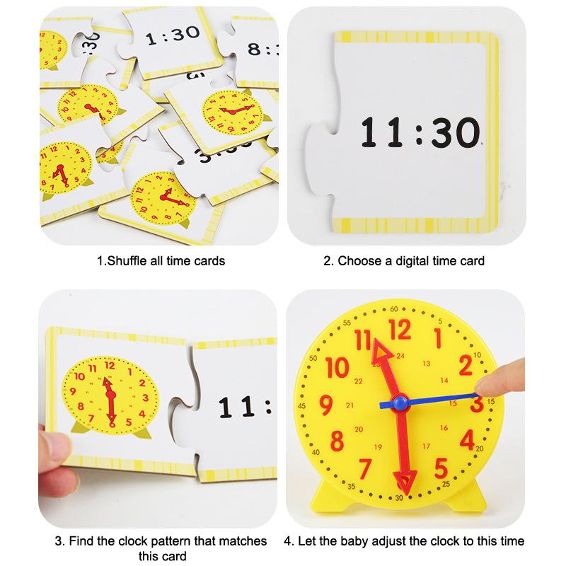 Children Montessori Clock Educational Toys Hour Minute Second Cognition Matching Puzzle Toys Kids Early Preschool Teaching Aids