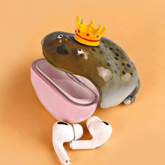Custodia Auricolari Rana con Corona Brutta per AirPods 1/2/3/4/Pro 1/2/3 Custodia di Ricarica per Auricolari Wireless Compatibile Bluetooth Guscio Protettivo Trasparente per Cuffie