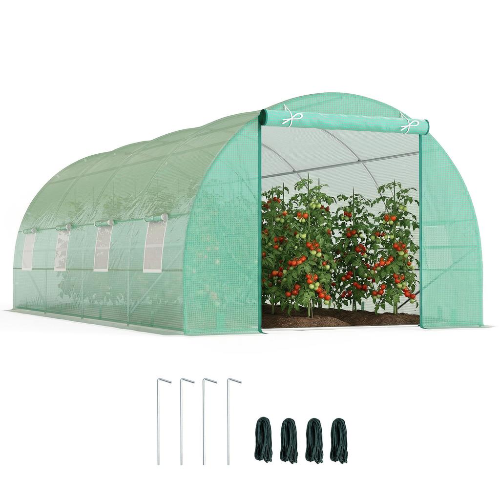 6 x 3 x 2m Walk-in Outdoor Garden Greenhouse Polytunnel with Door and Windows