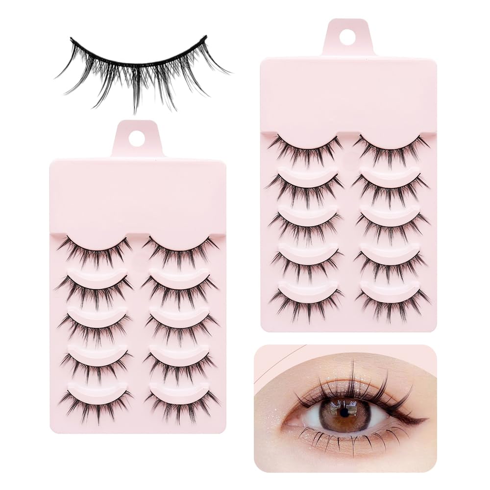 MILANQW False 10 009 Little Devil Transparent Clear Natural Popular for Everyday Makeup and Eyelashes, Pairs, Volume, Style, Band, Finish, 1-Second