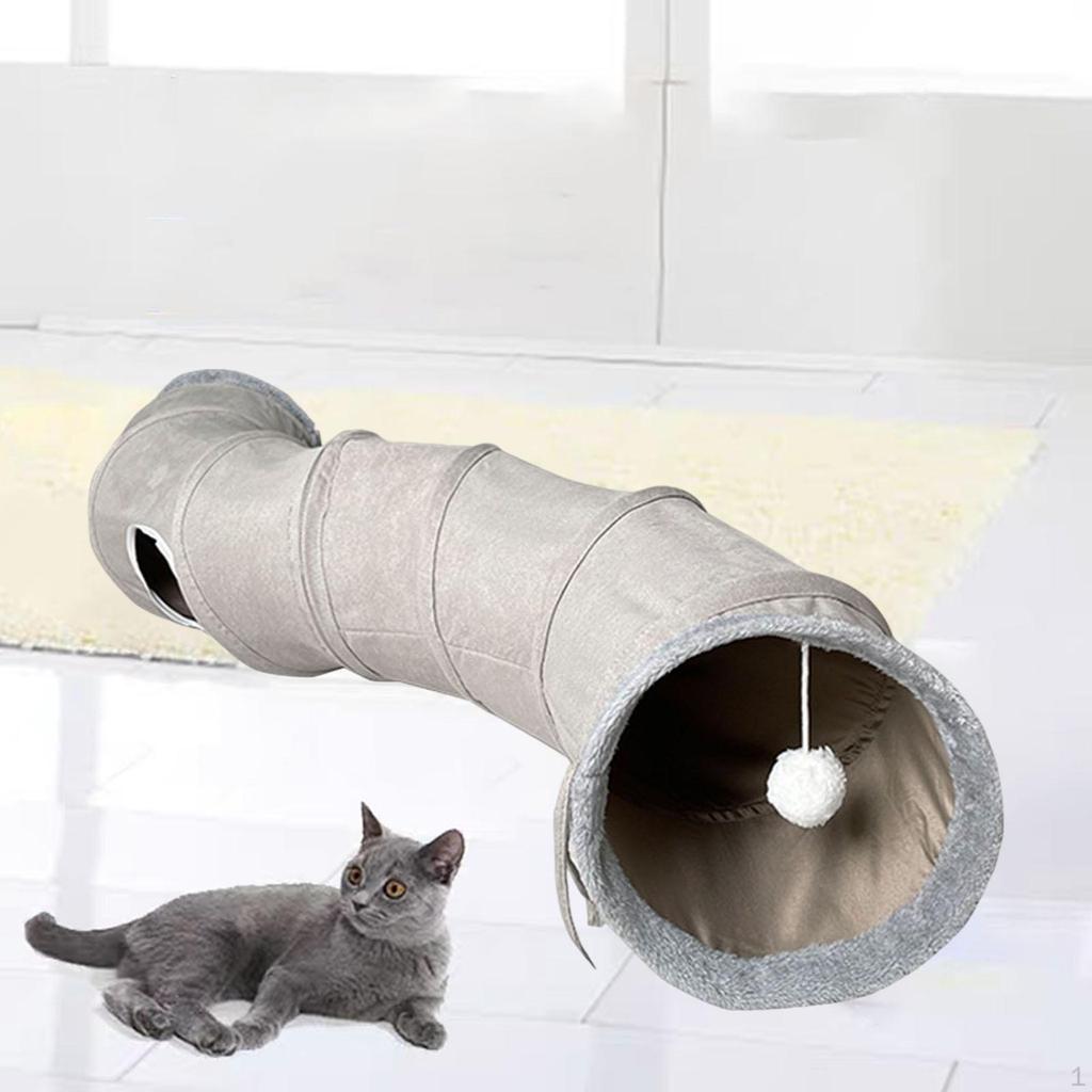 Suede Fabric Cat Tunnel Peep Hole Hides Pet Collapsible Tube Play Toy