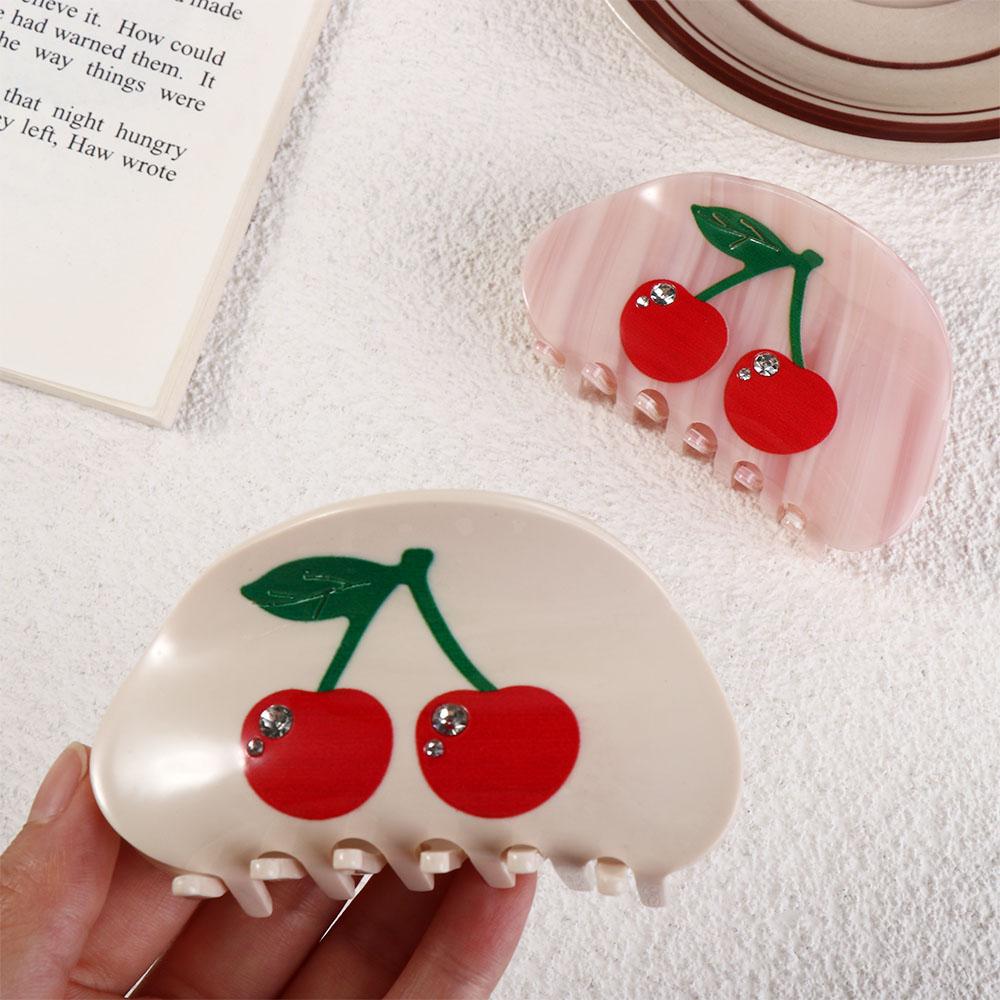 -Encrusted Korean Style Hair Clip Women's Accessories Cute Shark Clip Cherry Hair Claw