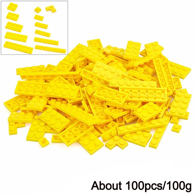 100Pcs Bulk Parts Thin Bricks 12 Size Mixed 15 Color Building Blocks Figures MOC Model Educational Construction Toy for Kid Gift