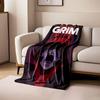 A screaming face framed within a red skull-like shape. for all seasons blanket lunch break throw gift