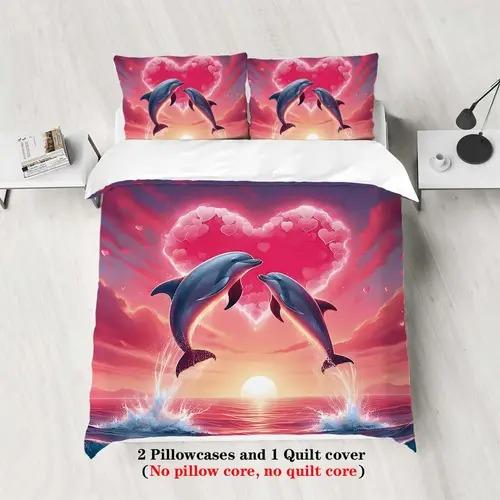 

Love Heart Duvet Cover Love Heart Background Theme Duvet Cover Suitable For Children Kids And Adults Warm Soft And Breathable EU Single(135*200cm)3pcs