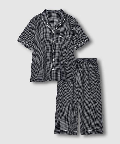 

[JAJU] Мужской пижамный комплект из хлопково-вискозного муслина с 7-ю рукавами [Отправка из Кореи] 100% Оригинал Light Navy - M