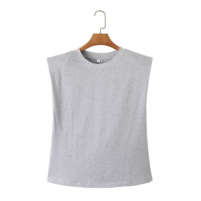 Fashion Style 2024 Summer New Women's Clothing Casual Easiest for Match Padded Shoulder Decoration Stripes T-shirt 0858030104