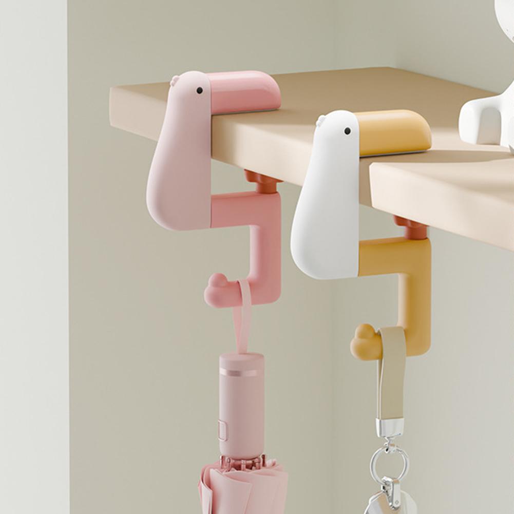 Cute Portable Desk Side Hanging Bag Hook Multifunctional Adjustable Table Bag Hanger Plastic Travel Bag Organizer