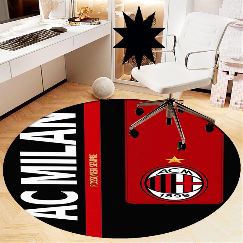 AC Milan Printed Round Rug Carpet Chair Rug Area Rug Entryway Doormats,for Office Chair Living Room Bedroom Kitchen Room.
