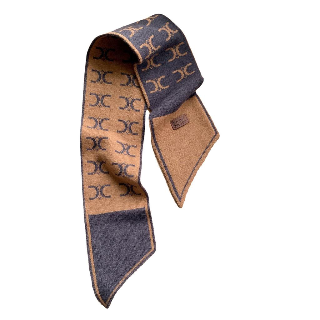 New European and American Letter Knitted Wool Scarf Fashionable Decoration Student Style Double-sided Two-color Scarf for Women