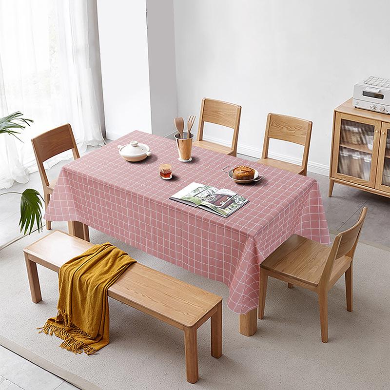 Peva Simple Waterproof And Oil-Proof Home Modern Grid Tablecloth Fruit Anti-Scalding Leave-In Plaid Tablecloth