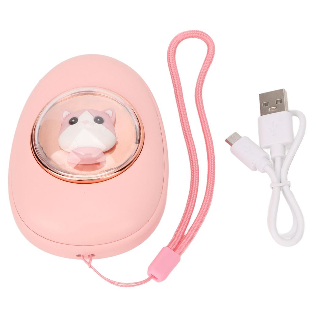 2 in 1 Electric Hand Warmer Space Capsule Shaped Double Side Heating Pocket Power Bank Pink Cat