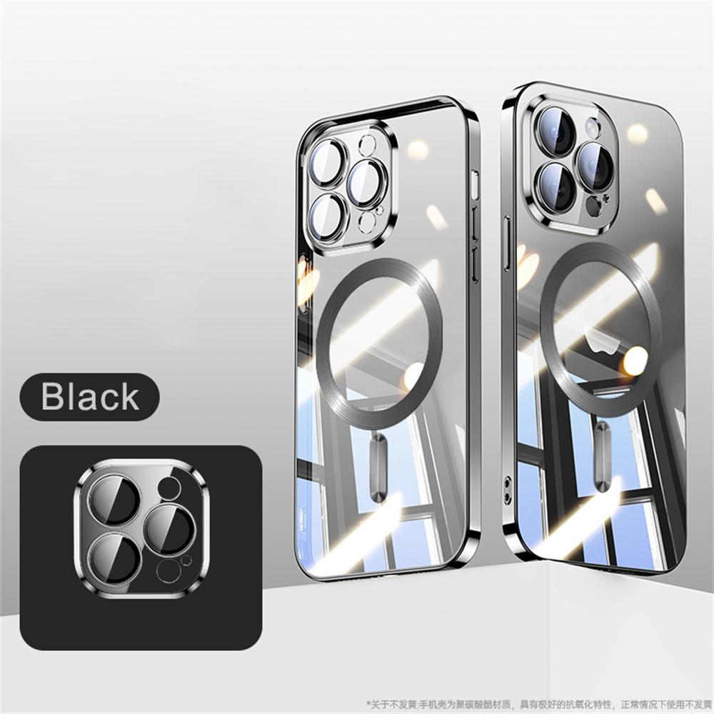 Soft Plating Wireless Charge For Magsafe Phone Case For iPhone 17 15 14 13 12 11 16 Pro Max Magnetic Clear Back Covers
