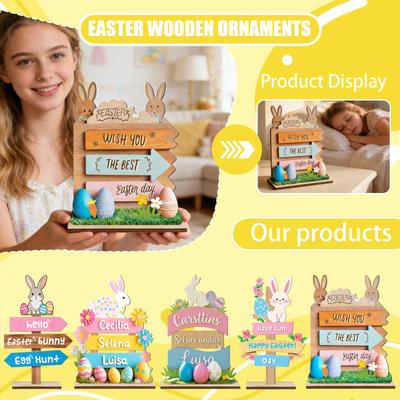 Colorful Desktop Decoration Easter Wooden Ornament