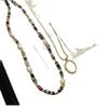 Elegant French Dopamine Colorful Beaded Pearl Necklace with Simple Shell Pendant