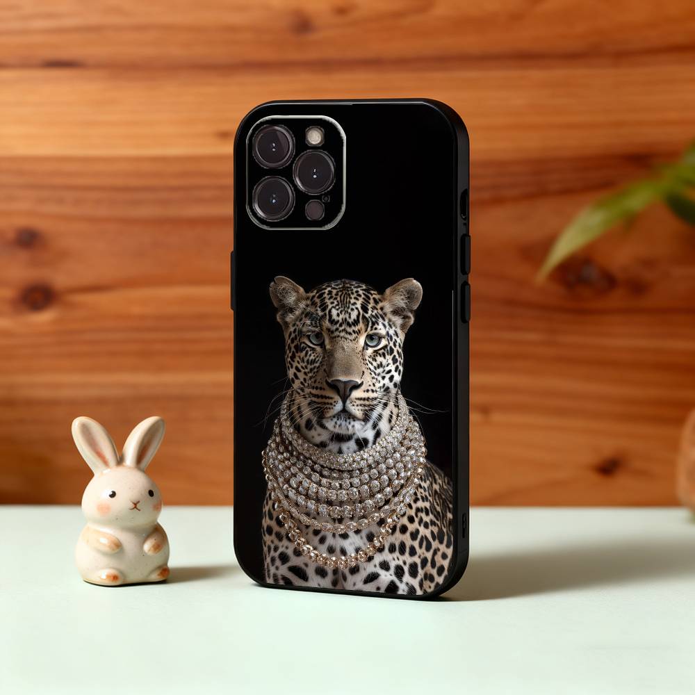L-Luxury F-Fashion leopard Print Phone Case For iPhone17 16 15 14 13 12 11 Pro Max Plus,5G Soft Black Case