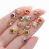 10pcs/Lot Stainless Steel with Crystal Rhinestone Charms Square Shape Pendants for DIY Earrings Necklace Charm Jewelry Making