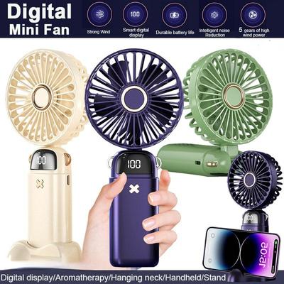 Akıllı LED Dijital Ekranlı Mini Taşınabilir Fan 5 Hız Ayarlanabilir Şarj Edilebilir El Fanı Mini Fan