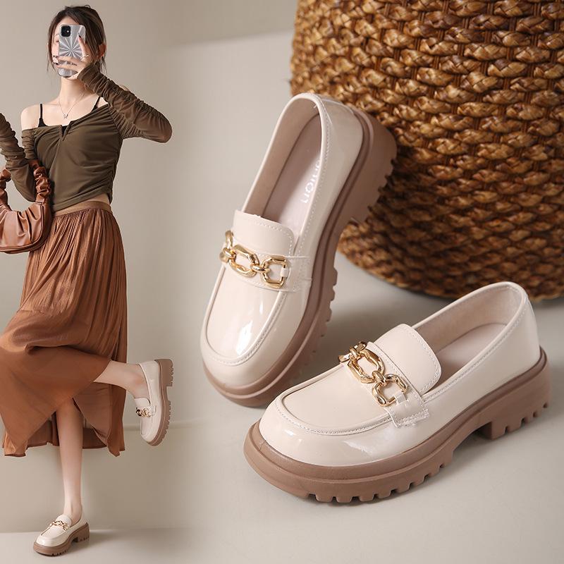 Damskie Loafersy na Grubej Podeszwie Sznurowane 2025: Wszechstronny brytyjski styl na wiosnę i lato