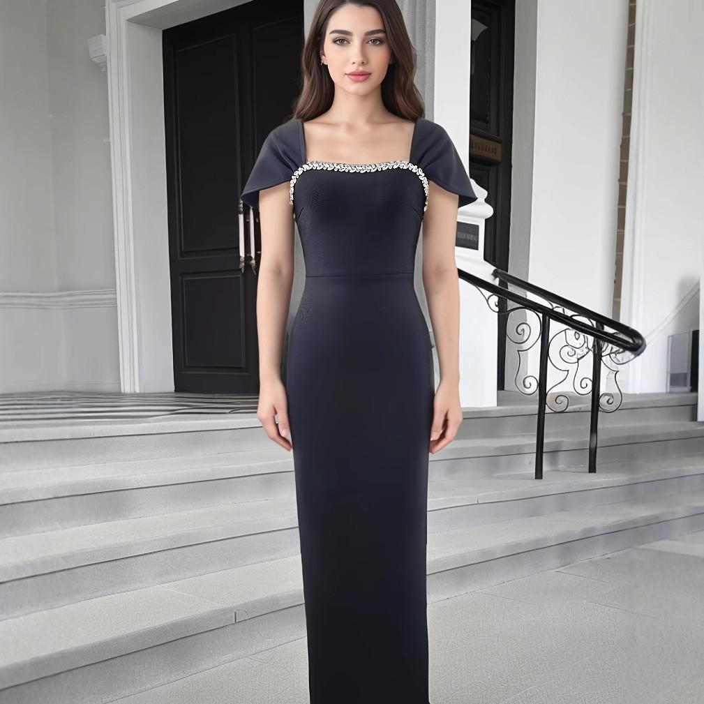 Elegant Rhinestone-Encrusted Bodycon Evening Dress