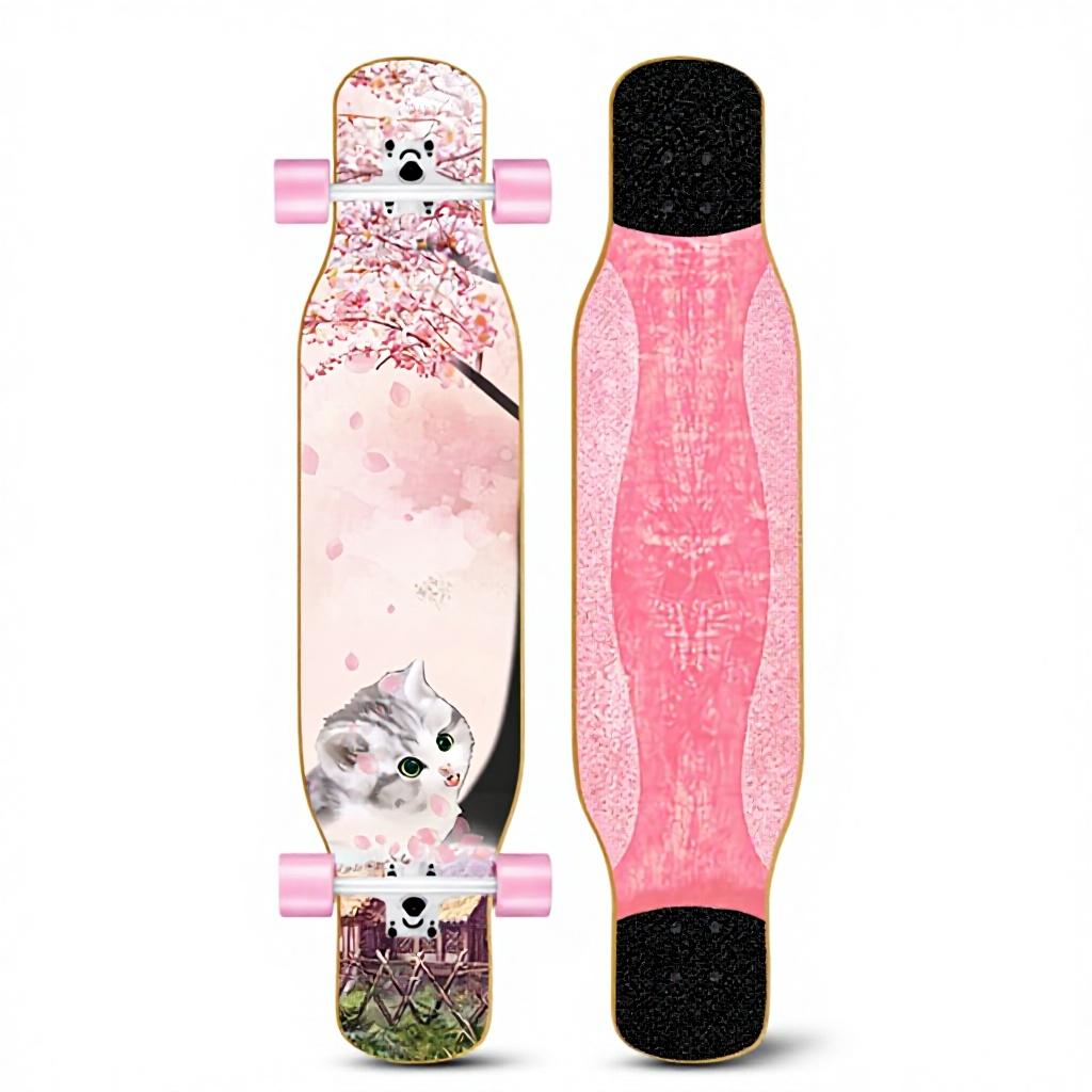 46IN Big Longboard Skateboard Boys Girls Beginners Adults Four-Wheel Street-Style Professional Double Rocker Maple Wood Dyed