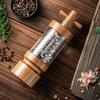 Manual Acacia Wood Pepper Grinder Cross-head Refillable Pepper Mill Acrylic Body Ceramic Grinding Core
