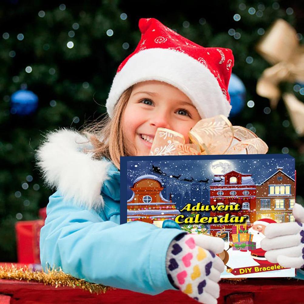 Christmas Advent Calendar DIY Pendant Bracelets Christmas 24 Days Countdown Calendar Gift Box Set