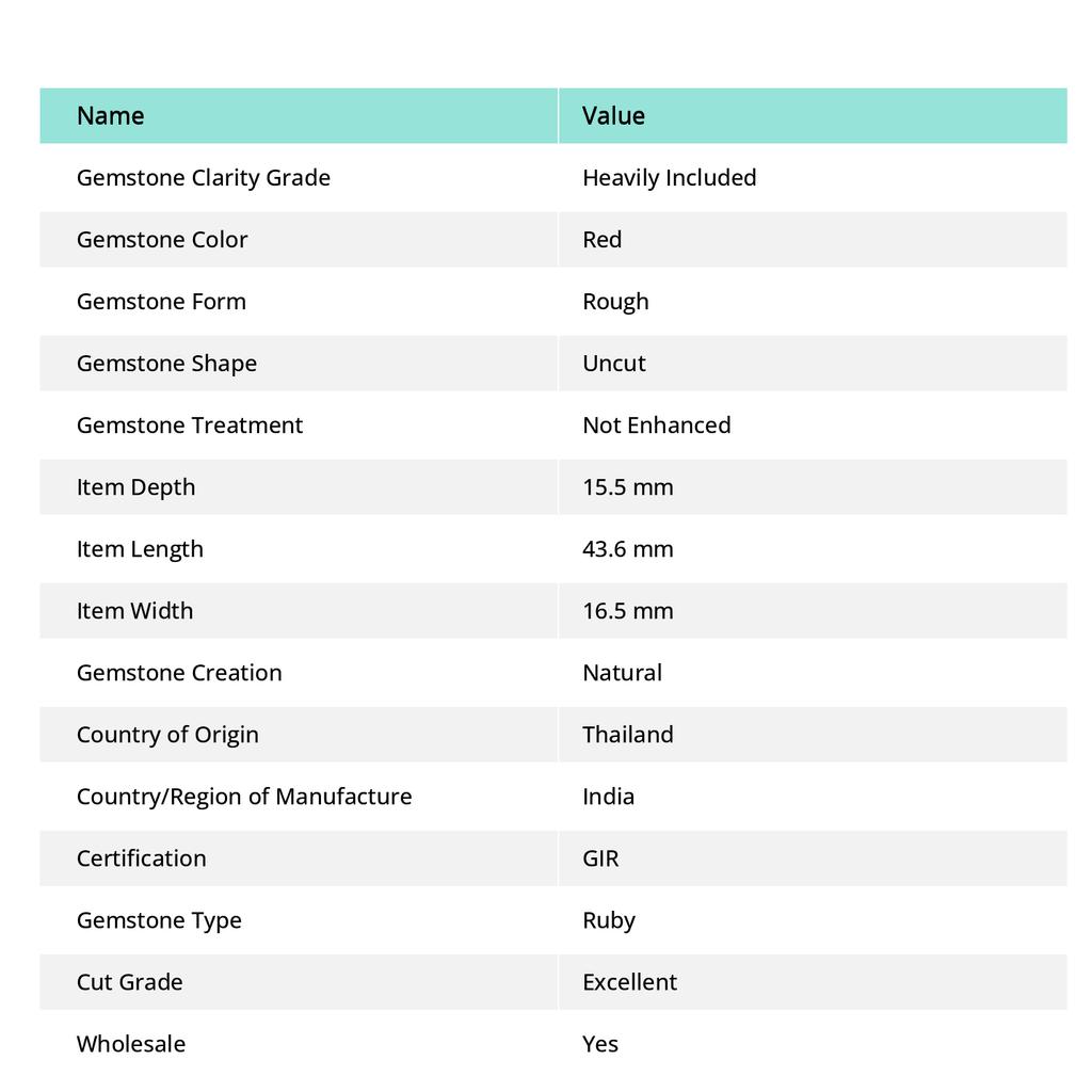 Natural Red RUBY Huge Rough 111 Ct Earth Mined CERTIFIED Loose Gemstone