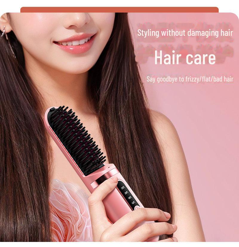 Portable Dual-Use Wireless Hair Straightener Comb with Ionic Technology