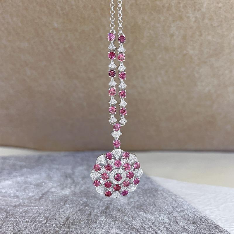 SACE GEMS 925 Sterling Silver Certified 3MM Natual Garnet Pendant Necklaces for Womne Engagement Cocktail Party Fine Jewelry