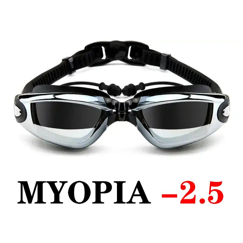 Myopia Goggles, Swimming Goggles, Silicone Swimming Goggles, Anti-Fog And Waterproof Men'S And Women'S Large-Frame Electroplated Glasses
