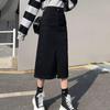 New ArrivAls Open Run Slim Fit A Line blAck Denim Skirt Front Slit