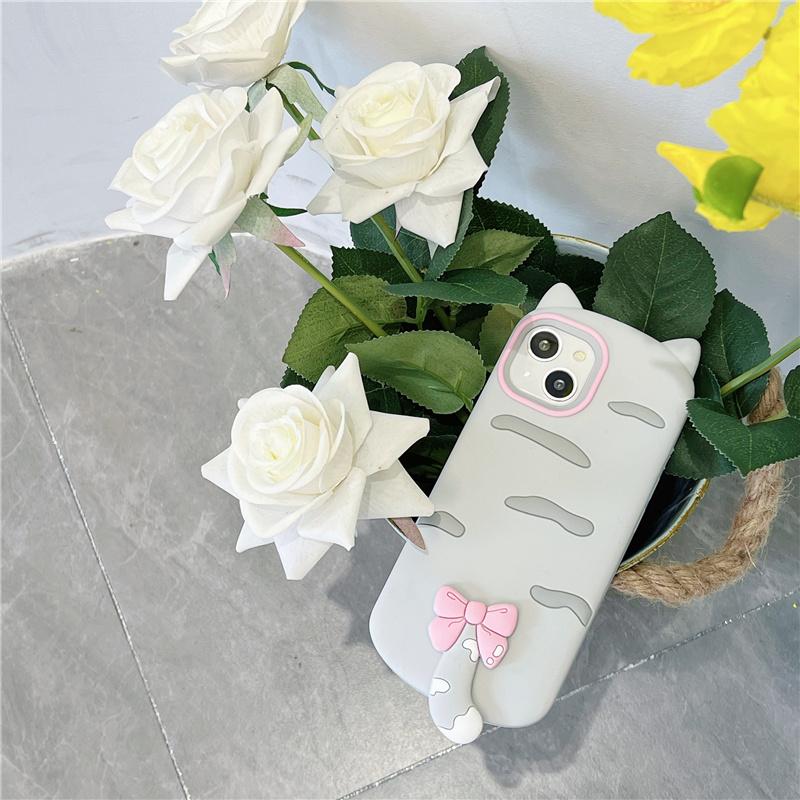 Kawaii 3D Cartoon Cat Soft Silicone Phone Case For IPhone 17 17pro 17 Promax 17air 16 15 13 14 12 ProMax Plus Phone Cover