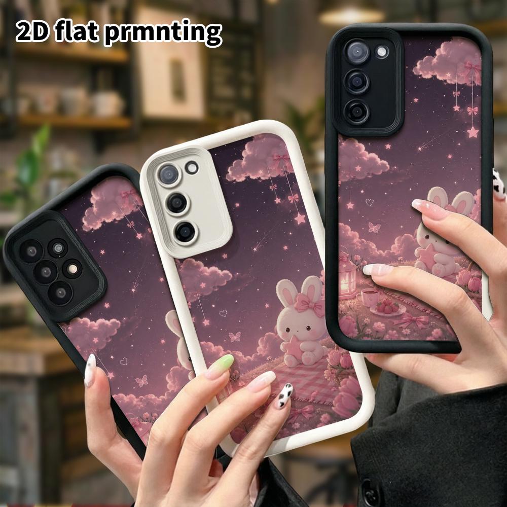 Phone Case: 2D Flat Samsung Galaxy A34 A35 M05 M06 S20 S22 S21 FE Plus 5G Tiered Protective Case, Moonlit Little Rabbit, Christmas and Halloween Gift