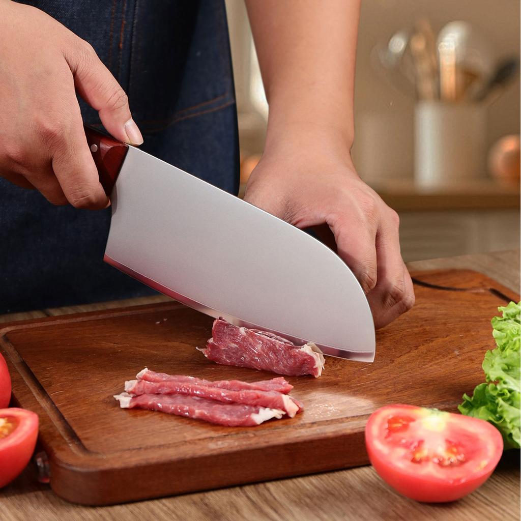 7 Inch Slicing Knife SLD-MAGIC Steel Core 3 Layers Blade Rosewood Handle Chef Cleaver Meat Cutting Vegetables Kitchen Knives